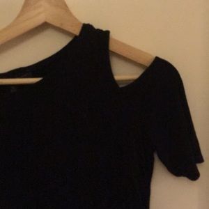 WHBM Black Cold-Shoulder Tee